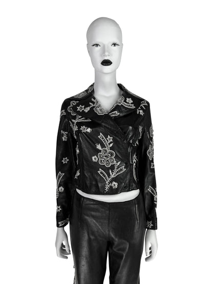 Dolce & Gabbana Spring 2000 Embroidered Leather Jacket