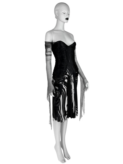 Roberto Cavalli Fall 2003 Black Corseted Dress