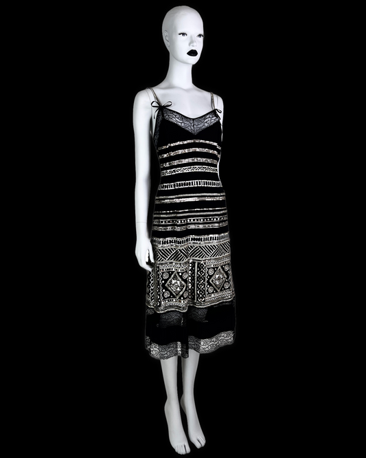 Dior by John Galliano Spring 2006 Embellished and Beaded Silk Cami Dress with Lace trim