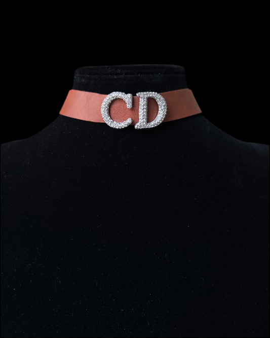 Dior Spring 2000 Leather CD Choker Necklace