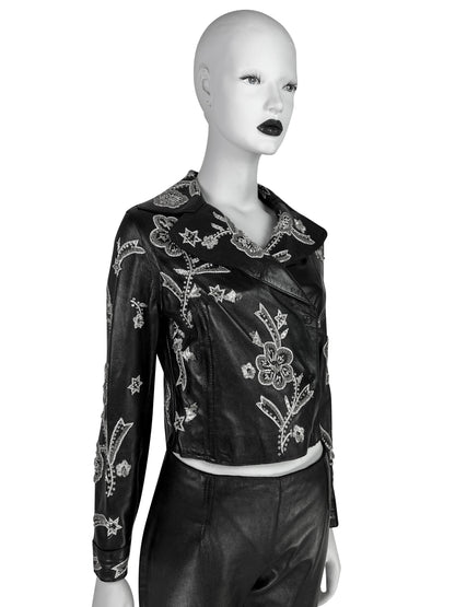 Dolce & Gabbana Spring 2000 Embroidered Leather Jacket