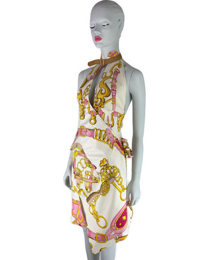 Dior by John Galliano Spring 2000 Runway Silk Equestrian Scarf Dress