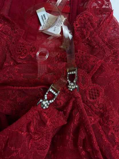 Dior by John Galliano 2003 Red Lace Top & Garter Belt
