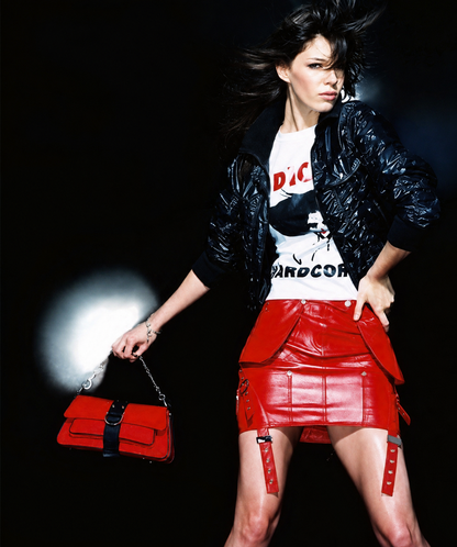 Dior by John Galliano Fall 2003 Red Leather Garter Skirt