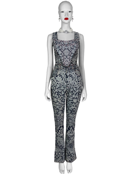 Vivienne Westwood Fall 1992 “Always on Camera” Printed Lace Screen Denim Set