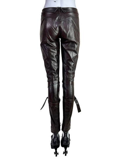 Dior Fall 2003 Leather Lace-Up Pants in Dark Chocolate