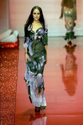 Roberto Cavalli Fall 1999 Iris Print Silk Ensemble
