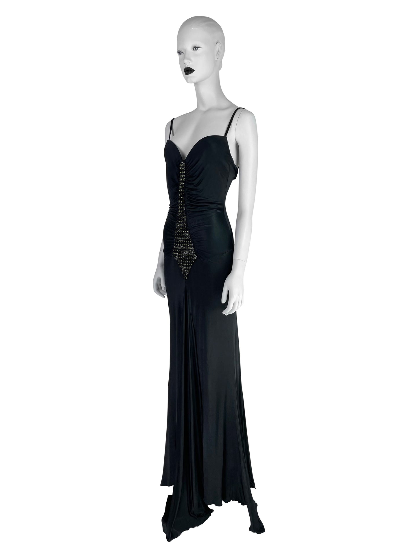 Roberto Cavalli Fall 2005 Draped Jersey Gown with Swarovski Crystal Panel