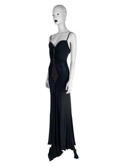 Roberto Cavalli Fall 2005 Draped Jersey Gown with Swarovski Crystal Panel