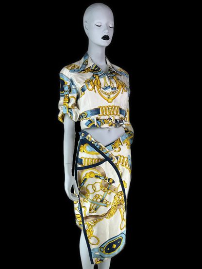 Dior by John Galliano Spring 2000 Equestrian Print Silk Ensemble