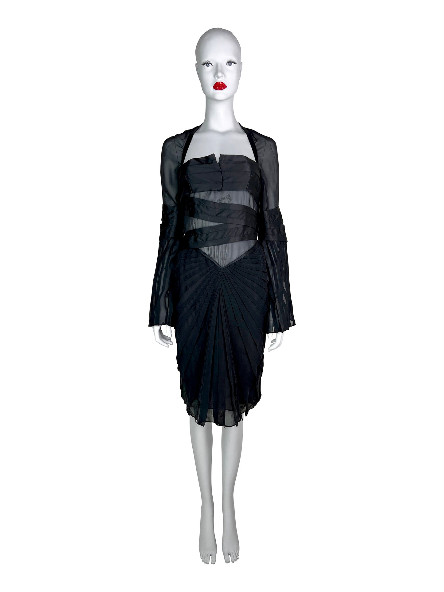 Gucci Fall 2004 Pleated Bondage Silk Dress