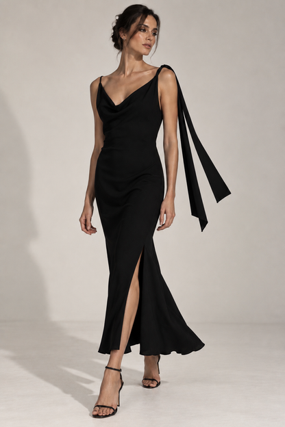 John Galliano Spring 1998 Bias-Cut Draped Black Dress