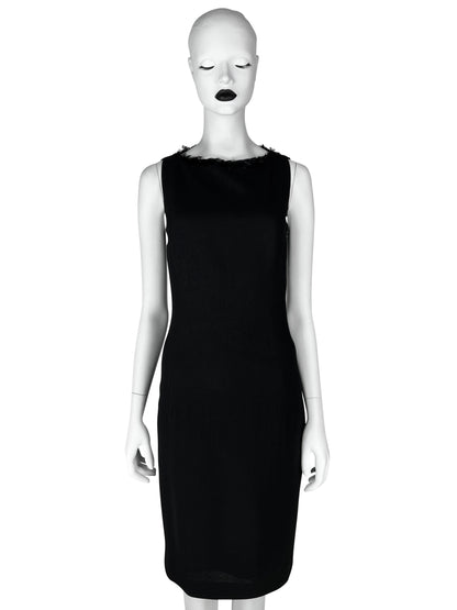 John Galliano Fall 1999 Feather-Trimmed Wool Little Black Dress