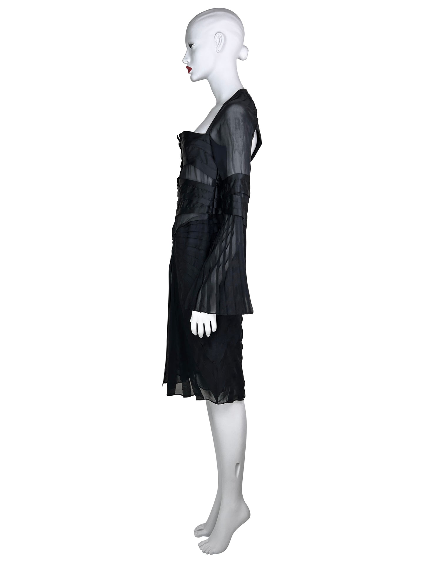 Gucci Fall 2004 Pleated Bondage Silk Dress