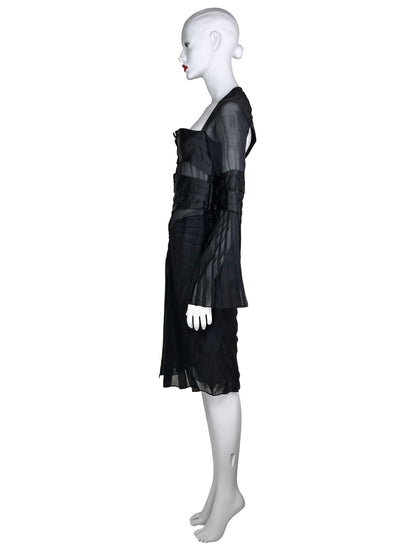 Gucci Fall 2004 Pleated Bondage Silk Dress