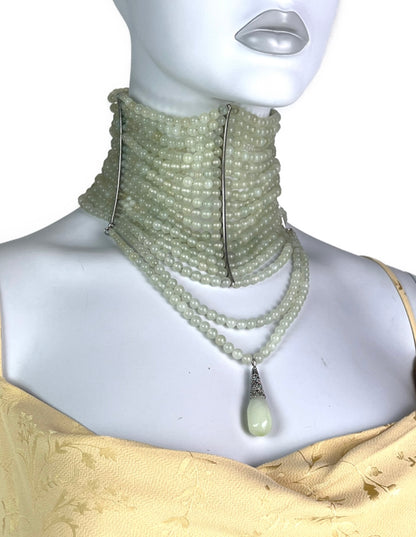 Dior by John Galliano Spring 1998 Jade Pearl Maasai Choker Necklace