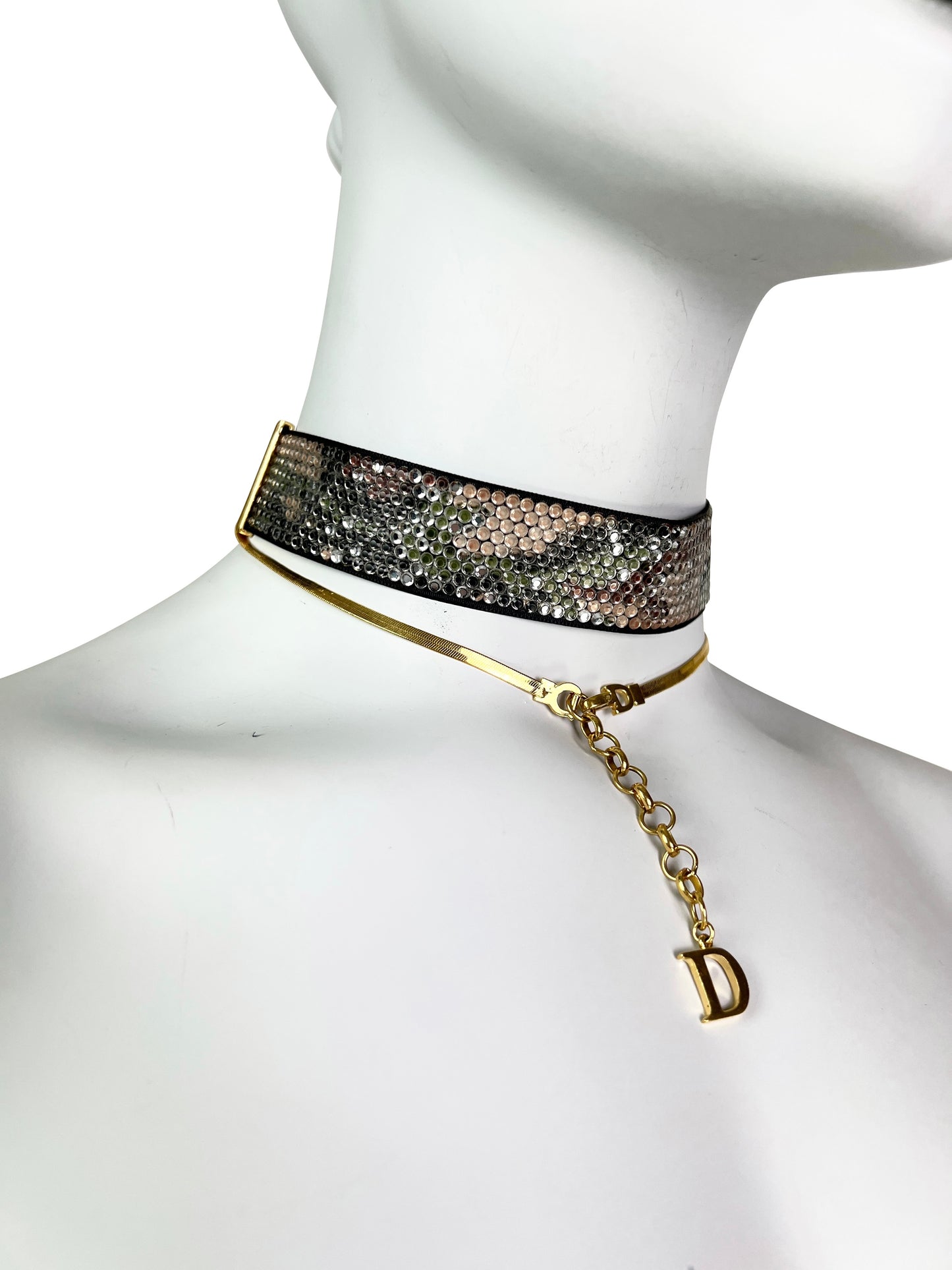 Dior by John Galliano Spring 2001 Crystal Camo Wrap Around Choker