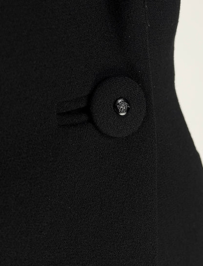 Gianni Versace Couture 1993 Classic Black Wool Skirt Suit with Medusa Button Detail