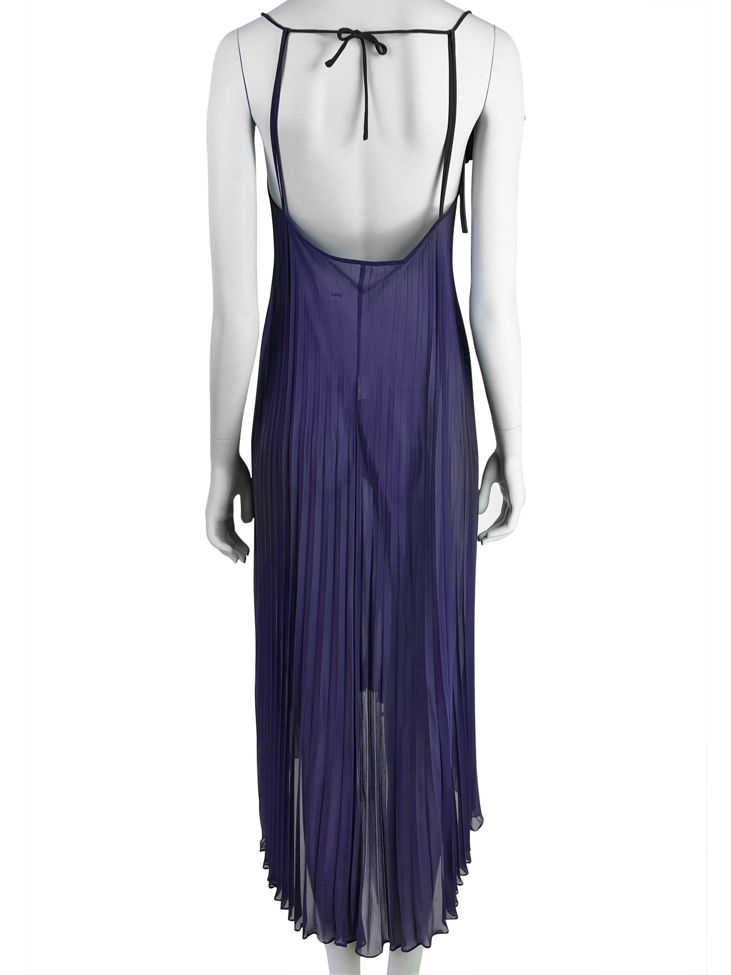 Dolce & Gabbana Fall 2000 Purple Pleated Silk Dress with Leather Flower & Matching Stola