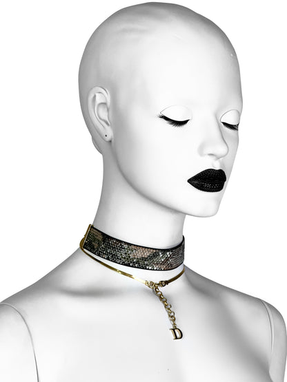 Dior by John Galliano Spring 2001 Crystal Camo Wrap Around Choker
