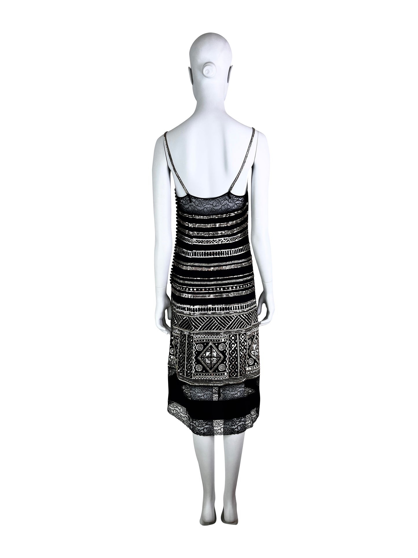 Dior by John Galliano Spring 2006 Embellished and Beaded Silk Cami Dress with Lace trim