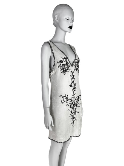 Prada Fall 1997 Beaded Off-white Velvet Dress