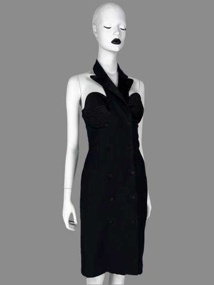 Jean-Paul Gaultier Resort 2011 Halterneck Tuxedo Dress with Iconic Conical Bust Construction