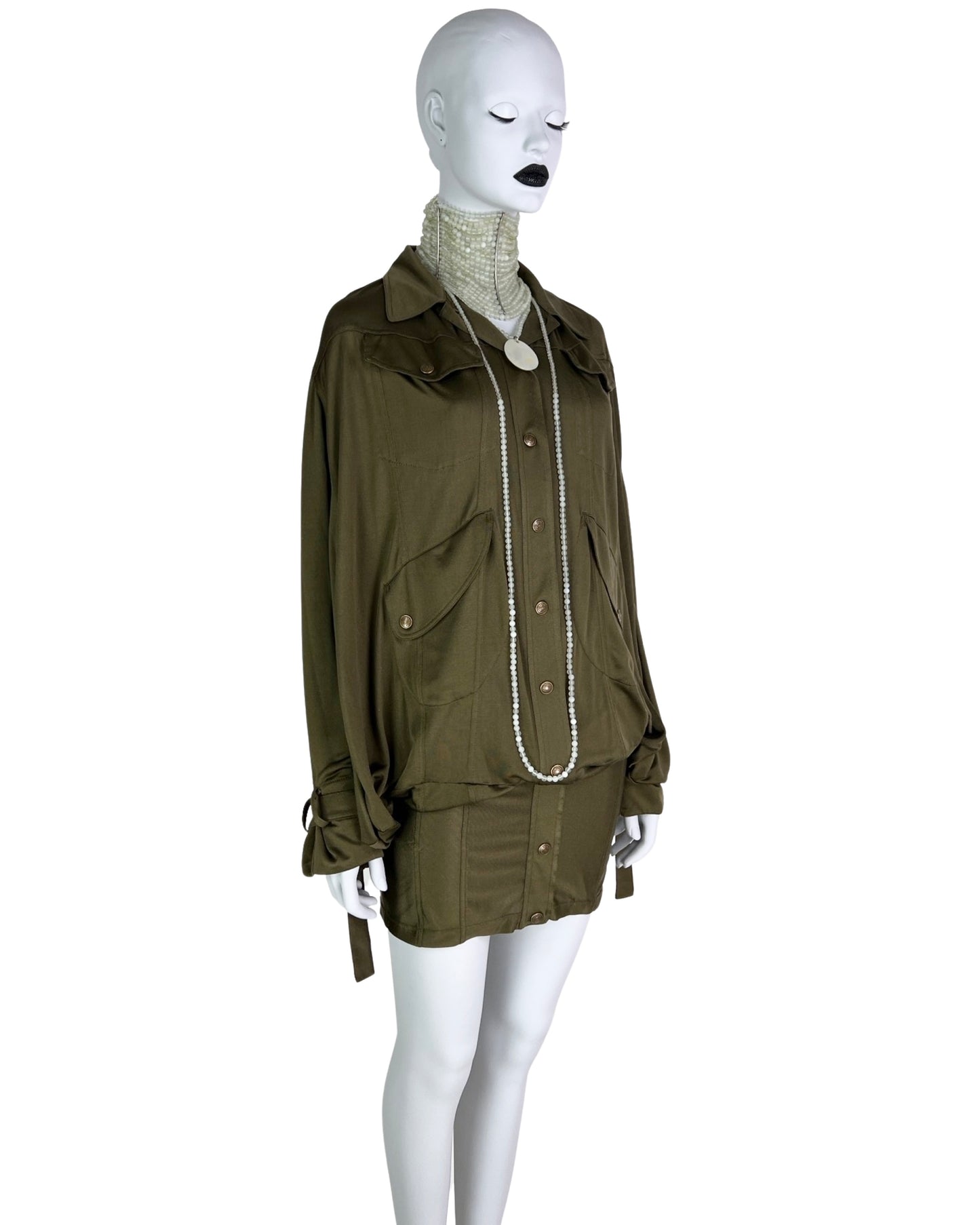 Dior Spring 2003 Silk Khaki Dress