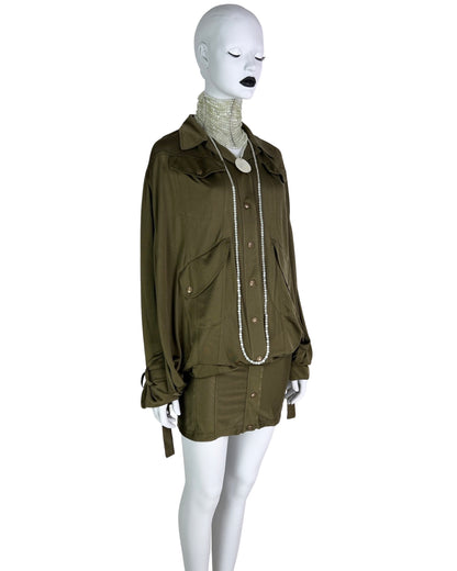 Dior Spring 2003 Silk Khaki Dress