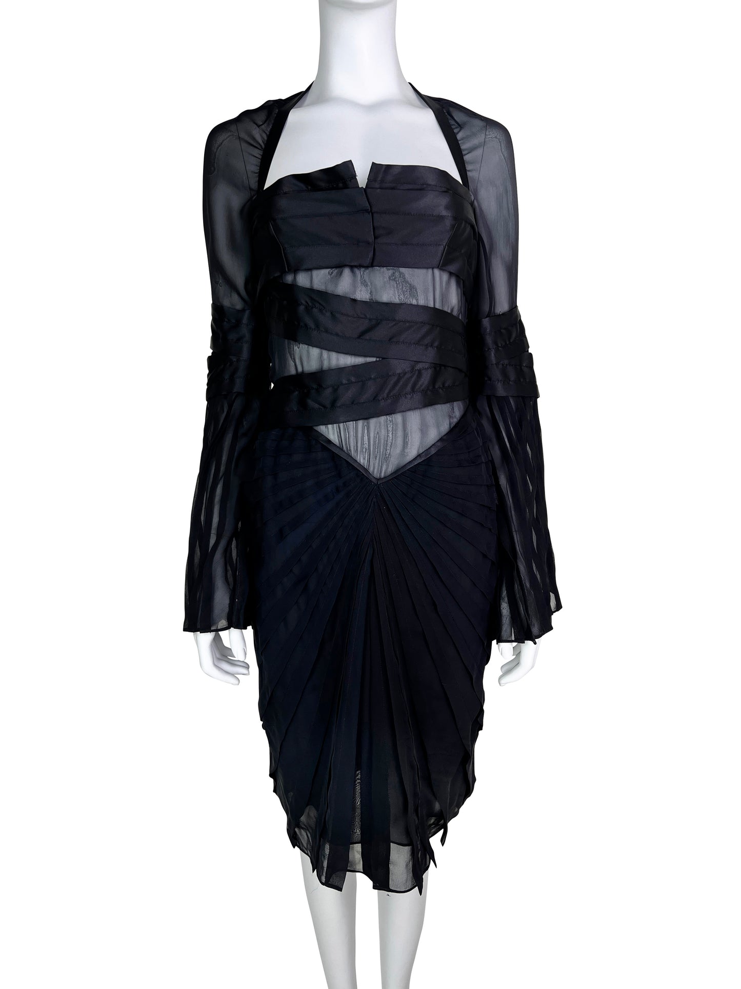 Gucci Fall 2004 Pleated Bondage Silk Dress