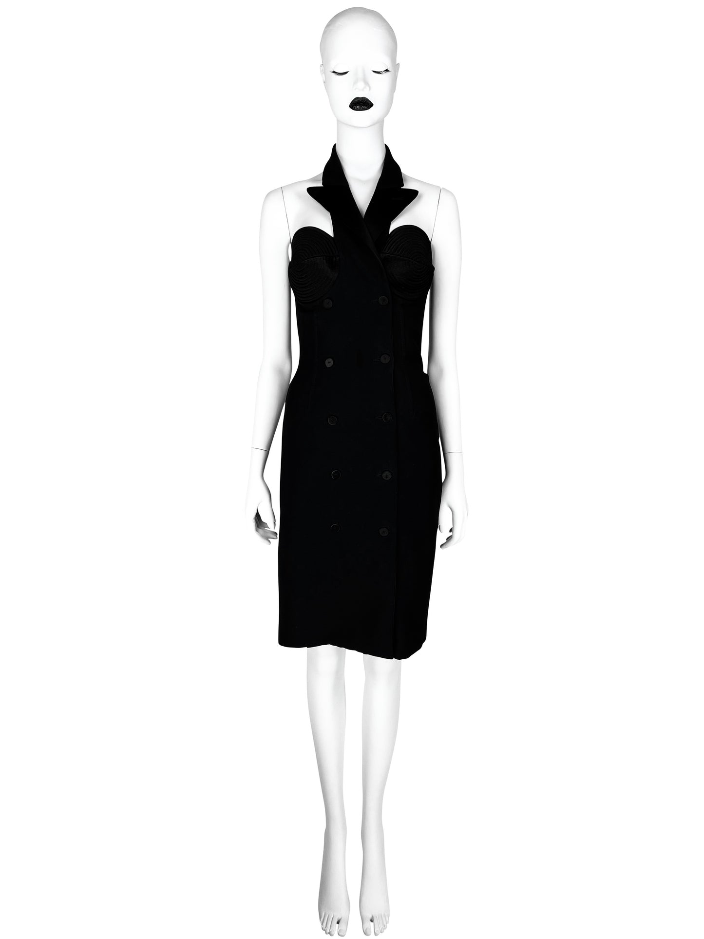Jean-Paul Gaultier Resort 2011 Halterneck Tuxedo Dress with Iconic Conical Bust Construction