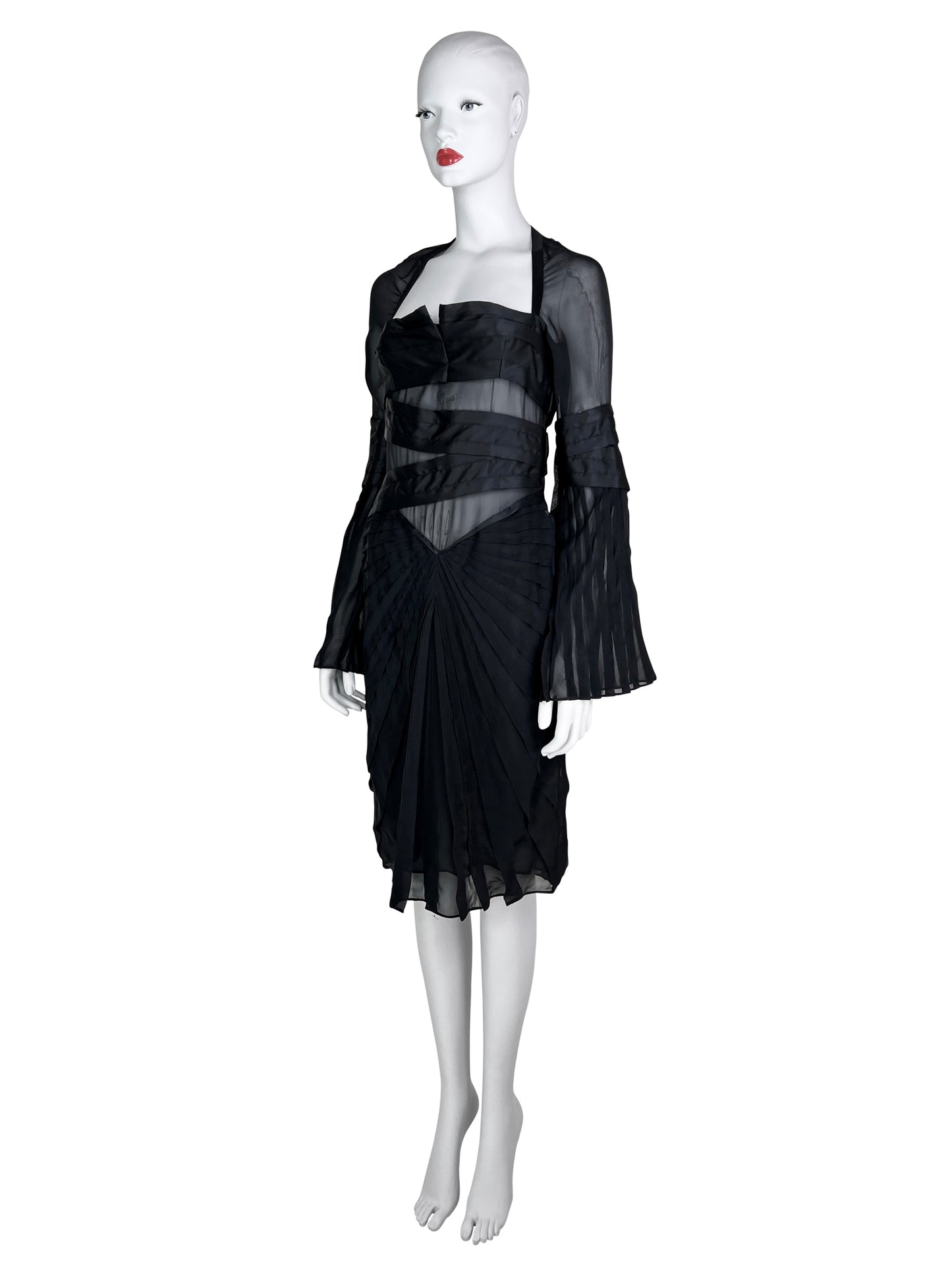 Gucci Fall 2004 Pleated Bondage Silk Dress