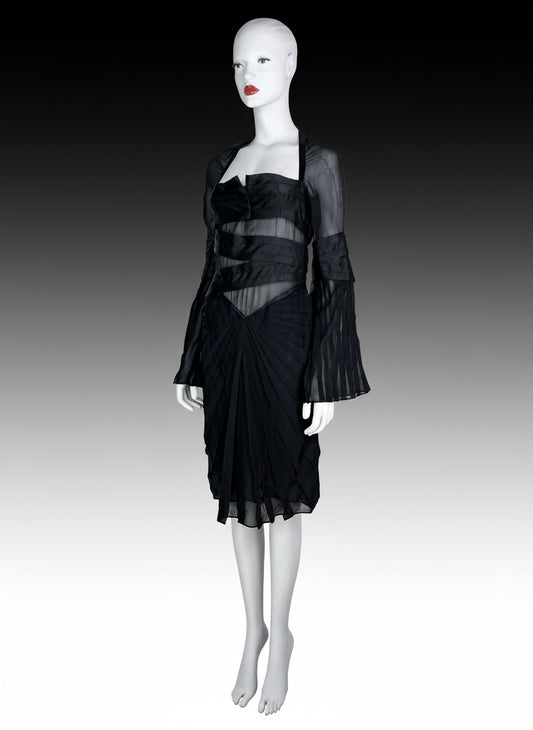 Gucci Fall 2004 Pleated Bondage Silk Dress