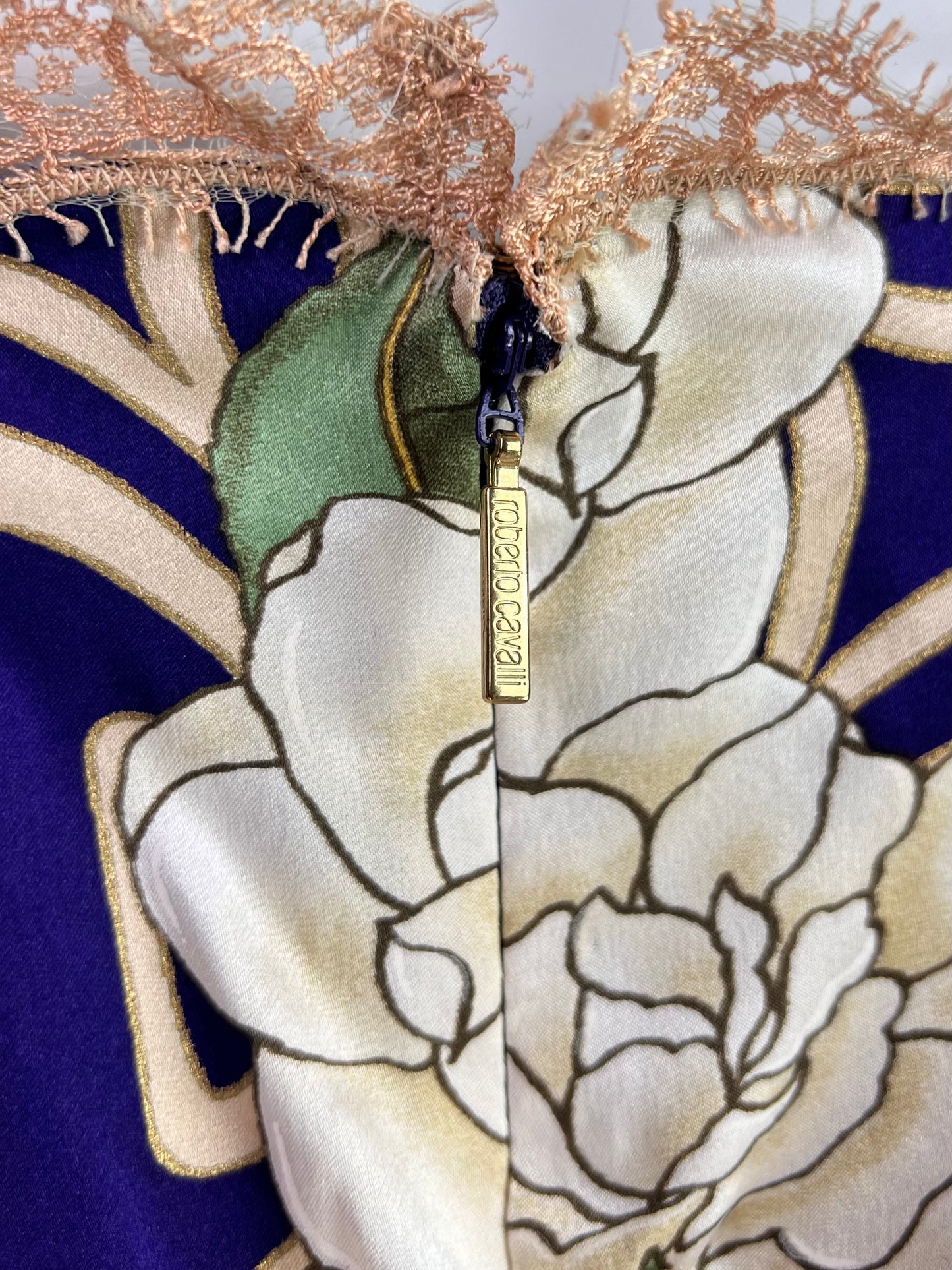 Roberto Cavalli Fall 2006 Blue Beige Silk Slip Dress