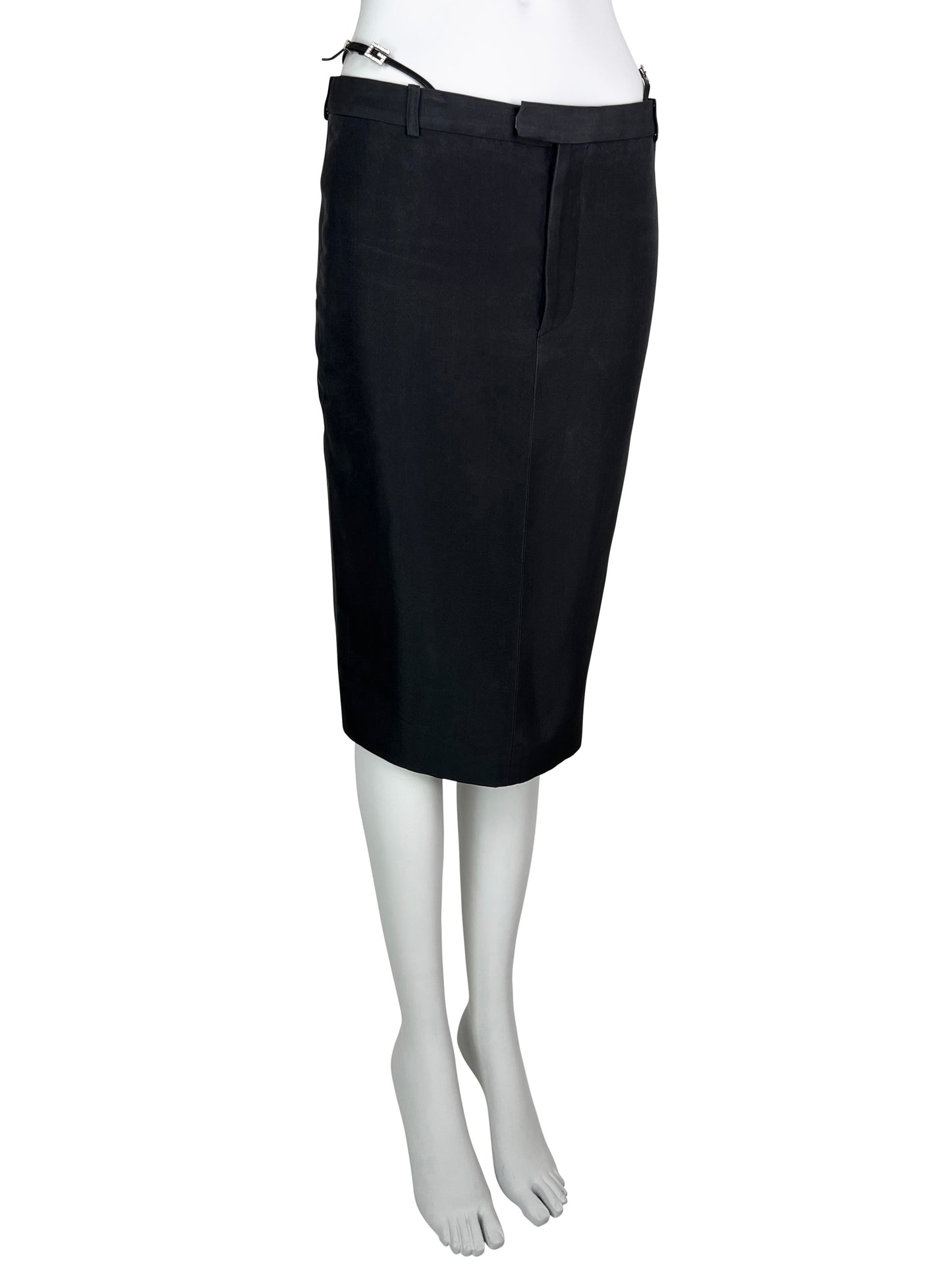 Gucci Spring 1998 Swarovski Logo G-string Silk Pencil Skirt