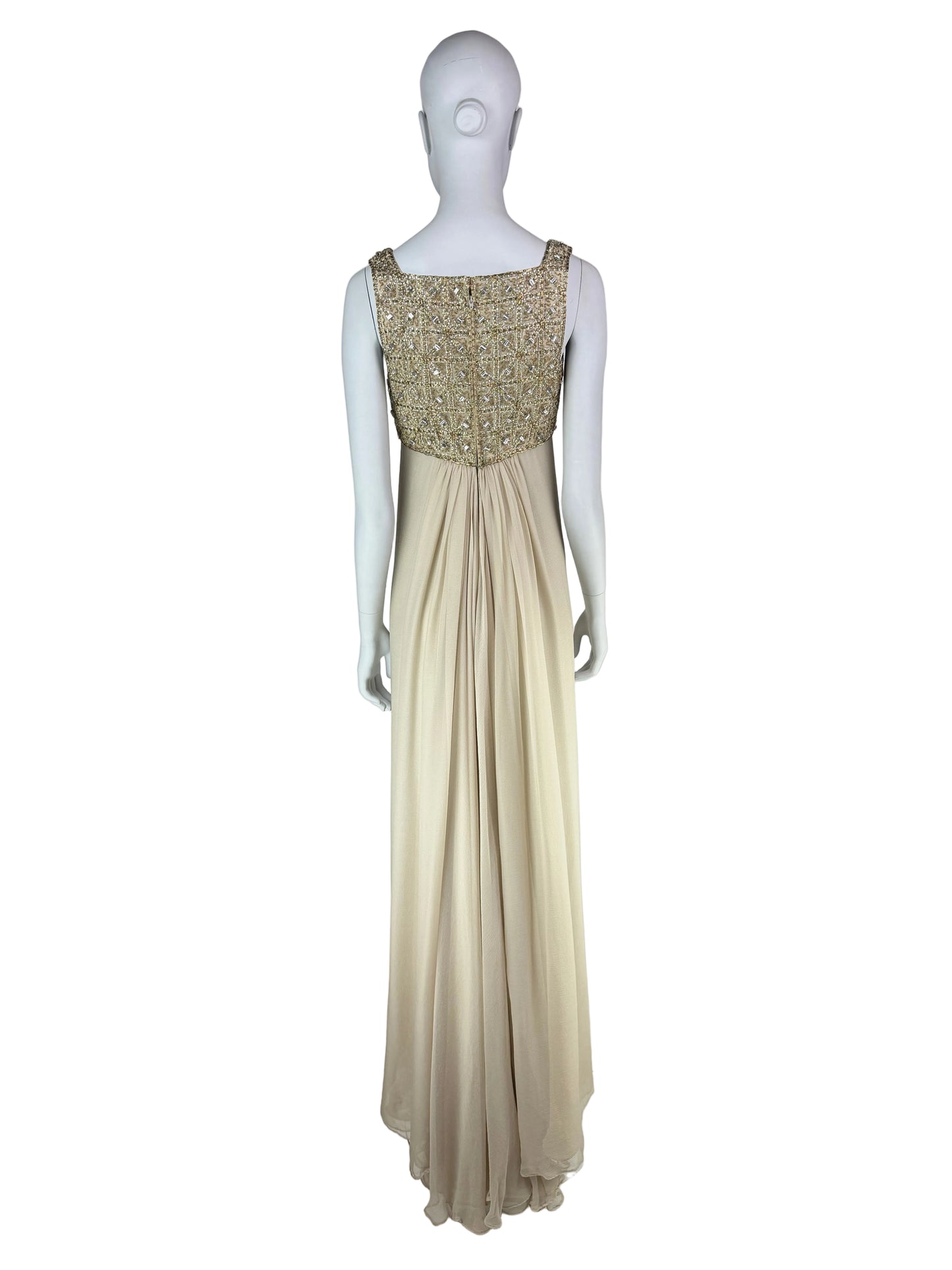 Oscar de la Renta Spring 1996 Runway Silk Chiffon Embellished Column Gown