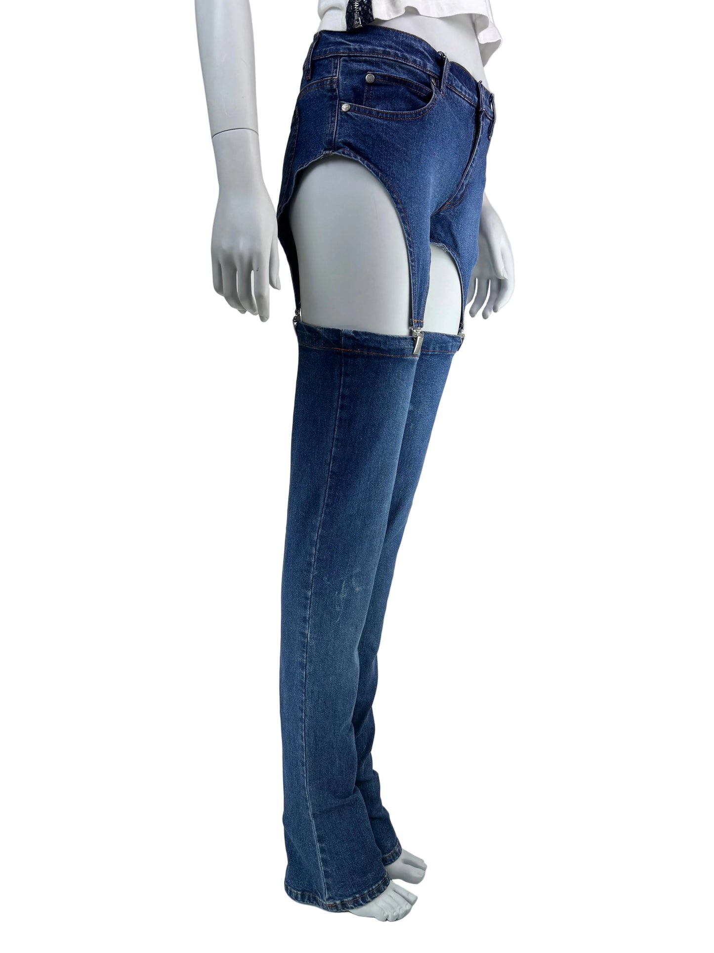 Rare 1990s Jean-Paul Gaultier JPG Jean’s Stockings Shorts-to-Jeans