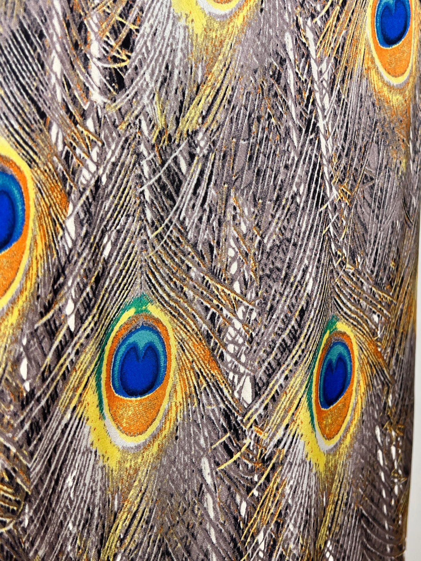 Roberto Cavalli Fall 1999 Peacock Print Bias Cut Silk Gown