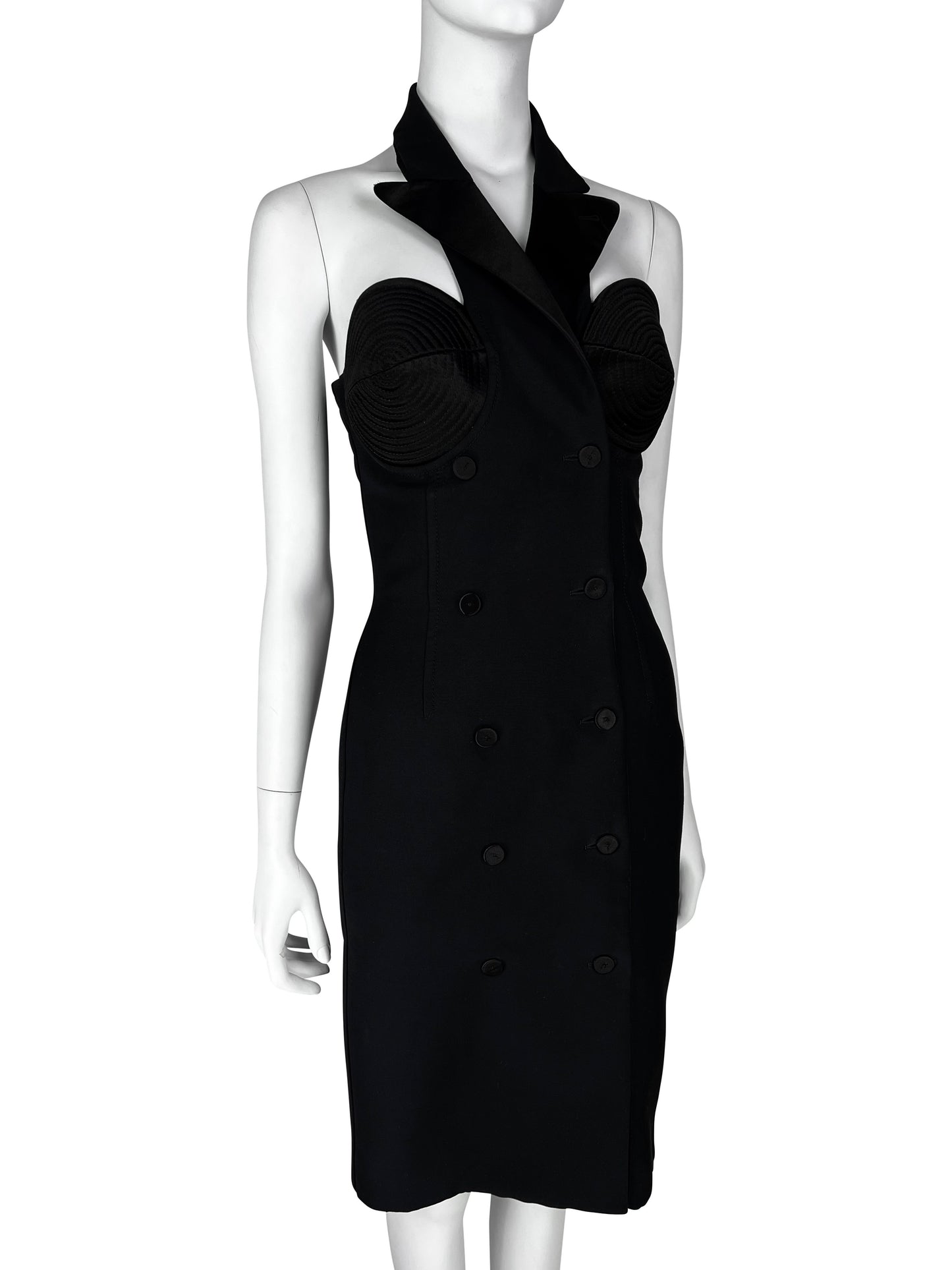 Jean-Paul Gaultier Resort 2011 Halterneck Tuxedo Dress with Iconic Conical Bust Construction