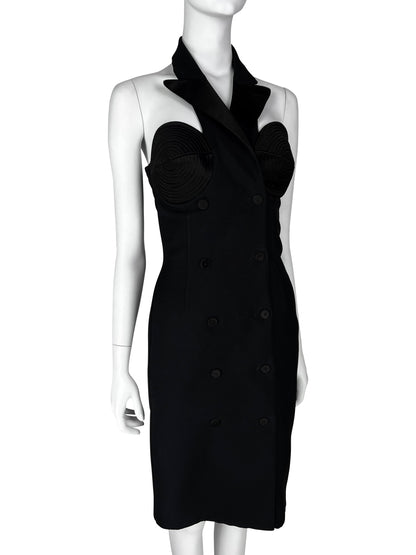 Jean-Paul Gaultier Resort 2011 Halterneck Tuxedo Dress with Iconic Conical Bust Construction