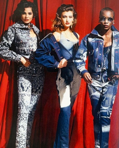 Vivienne Westwood Fall 1992 “Always on Camera” Printed Lace Screen Denim Set