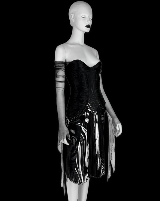 Roberto Cavalli Fall 2003 Black Corseted Dress