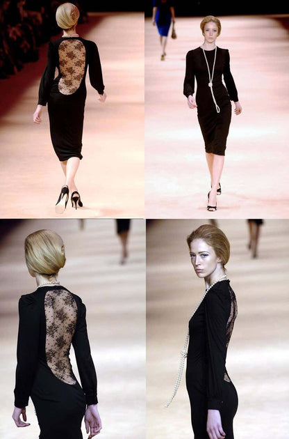Alexander McQueen Fall 2005 Hitchcock Lace Back Jersey Dress