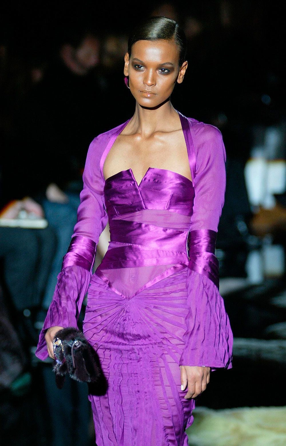 Gucci Fall 2004 Pleated Bondage Silk Dress