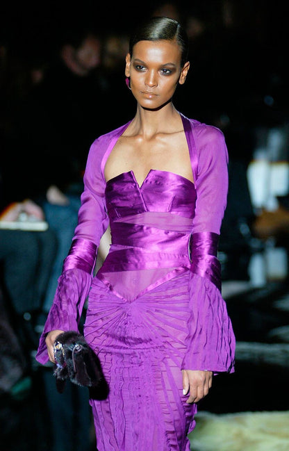 Gucci Fall 2004 Pleated Bondage Silk Dress