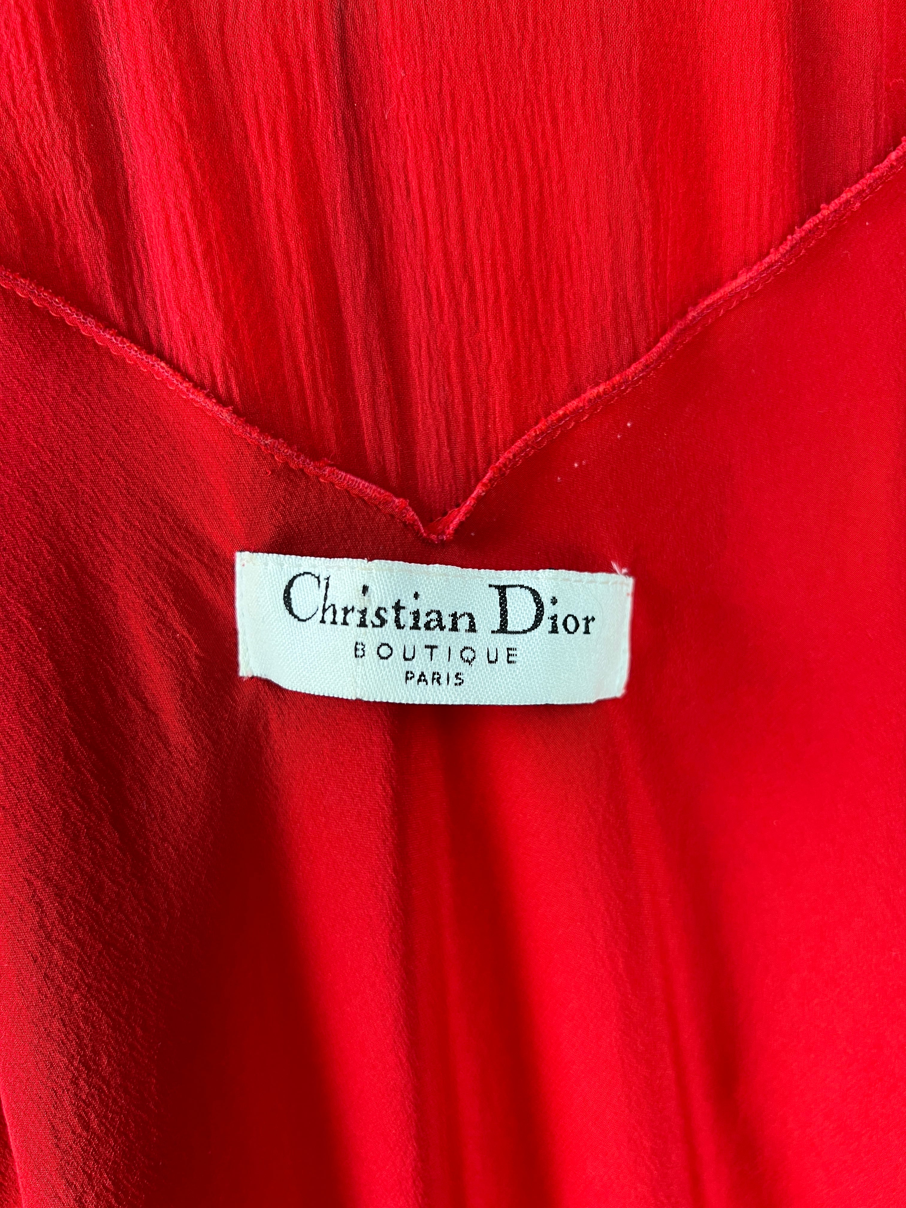 Dior Spring 2004 Red Bias Cut Silk Chiffon Dress