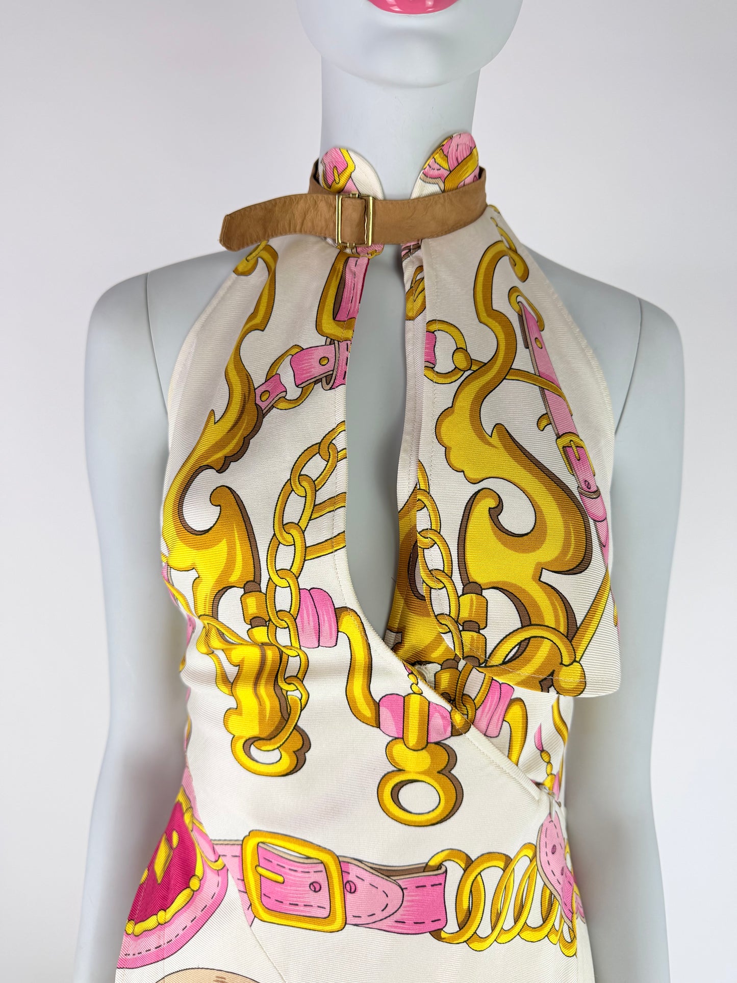 Dior by John Galliano Spring 2000 Runway Silk Equestrian Scarf Dress