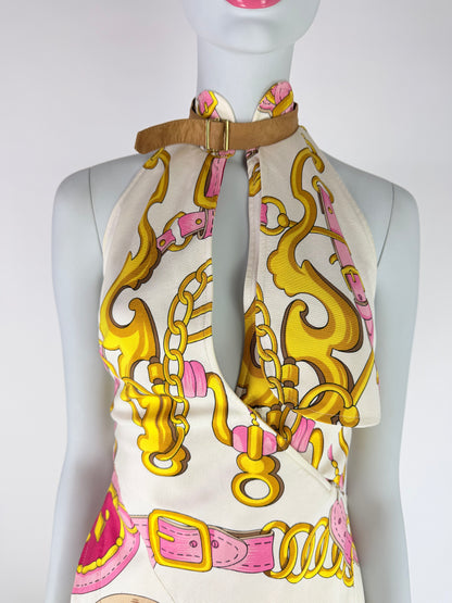 Dior by John Galliano Spring 2000 Runway Silk Equestrian Scarf Dress