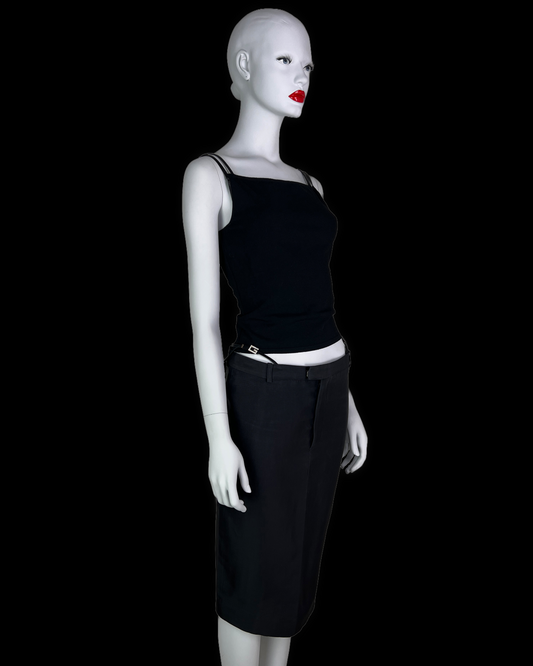 Gucci Spring 1998 Swarovski Logo G-string Silk Pencil Skirt