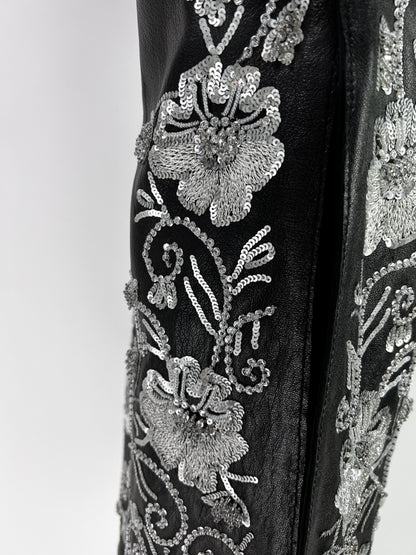 Dolce & Gabbana Spring 2000 Embroidered Leather Capri Pants